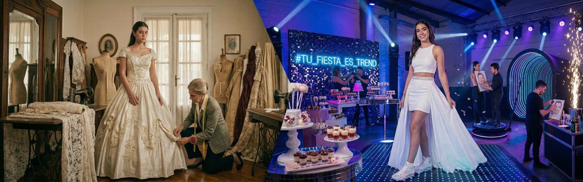 Comparativa 15 años Uruguay antes atelier y ahora glow up interactivo zapatillas All Star