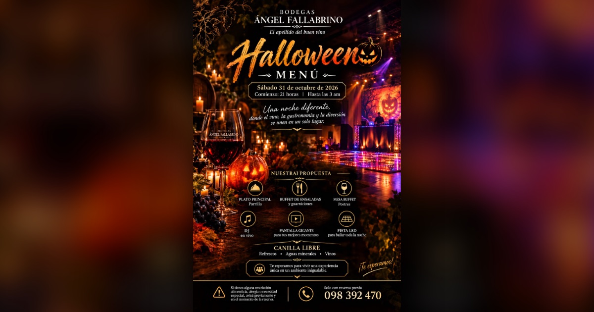 Flyer de Halloween Menú en Bodegas Ángel Fallabrino