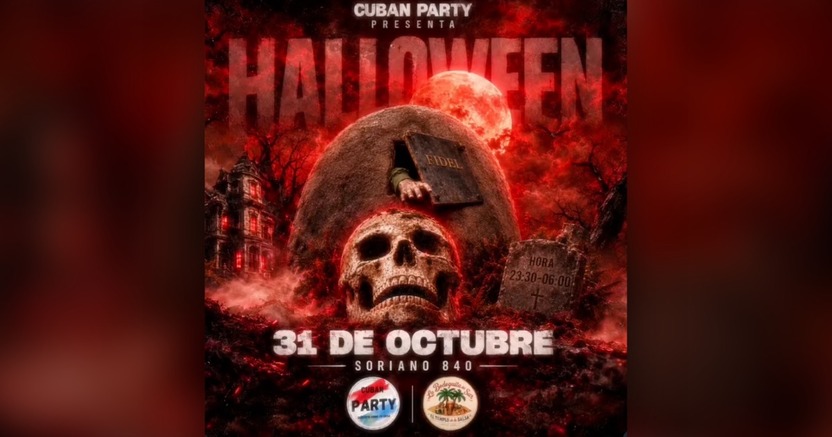 Flyer de Halloween con Cuban Party, Montevideo