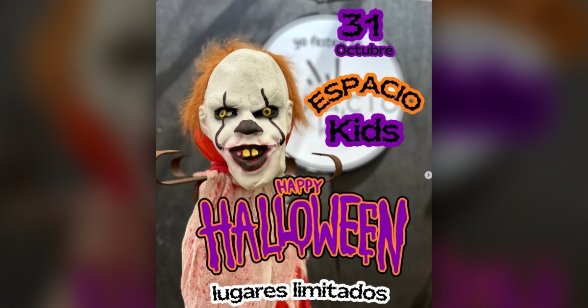 Flyer de Happy Halloween en Espacio Kids, Durazno