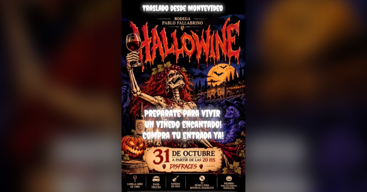 Flyer de Hallowine en Bodega Pablo Fallabrino, Atlántida