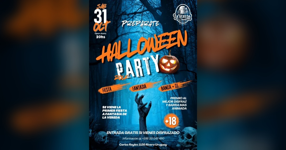 Flyer de Halloween Party en La Vereda, Rivera
