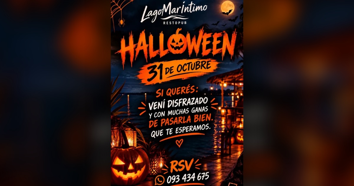 Flyer de Halloween en Lago MarÍntimo Restopub, Ciudad de la Costa