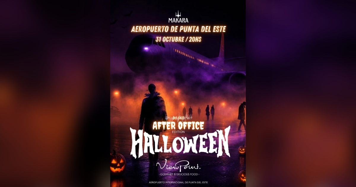 Flyer de Halloween – After Office Edition de Makara en el Aeropuerto de Punta del Este