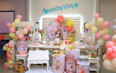decoración con hadas de mesa dulce aventurina salon infantil