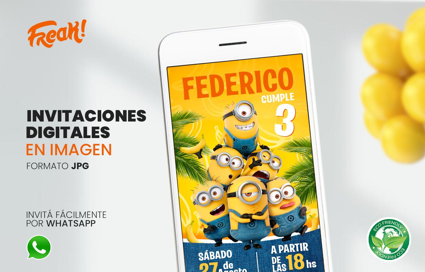 FREAK INVITACIONES — Invitación digital - tarjeta para Fiestas y Cumpleaños Infantiles