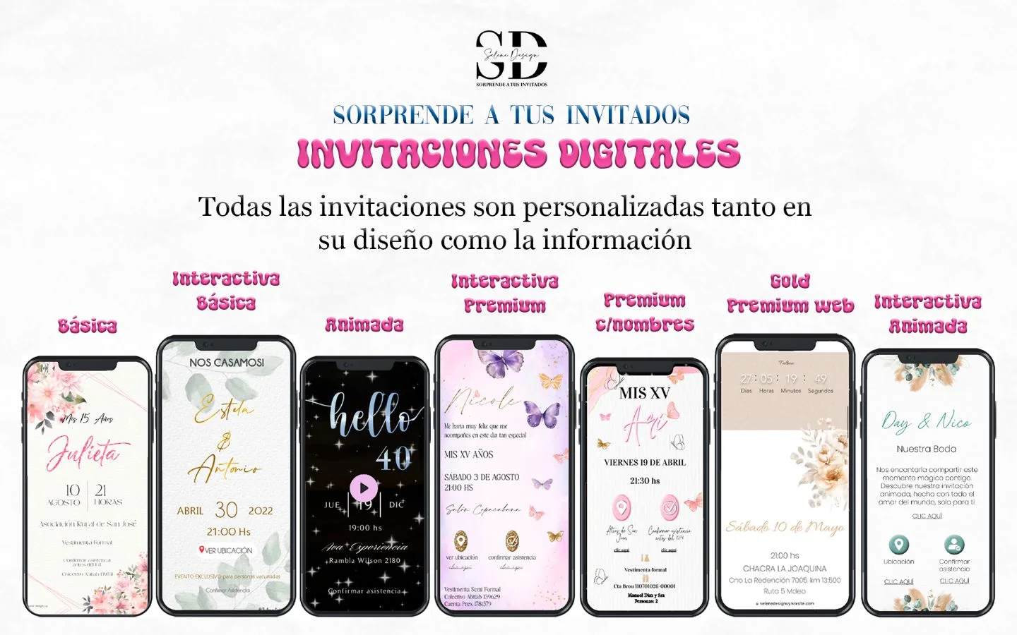 SELENE DESIGN  — Invitación digital - tarjeta para tu fiesta de 15 años