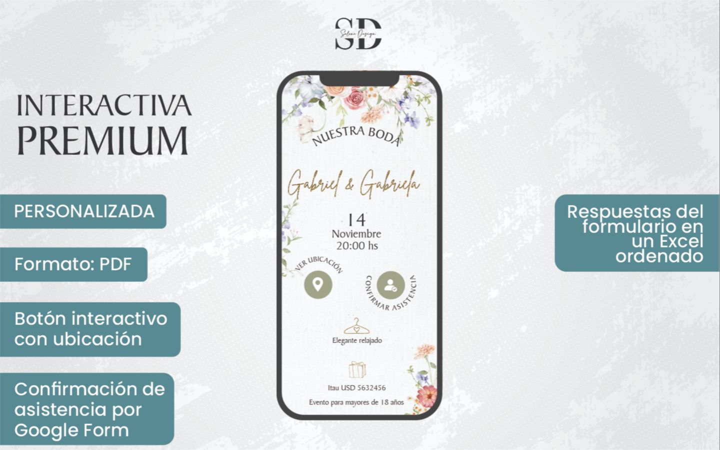 invitaciones digitales para casamientos con ubicación y confirmación de asistencia