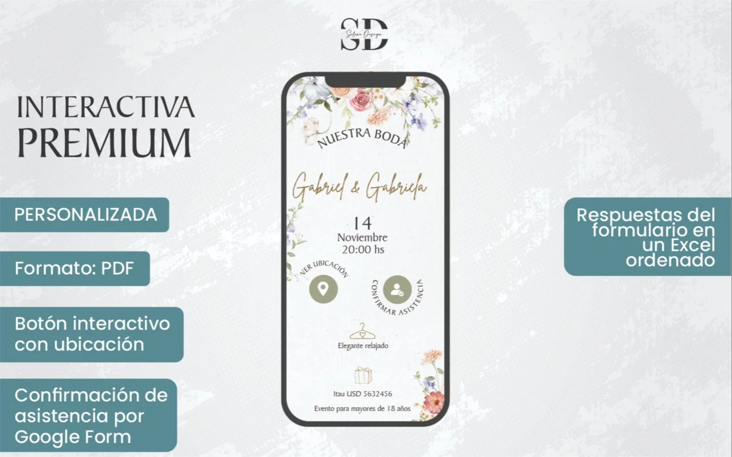 invitaciones digitales para casamientos con ubicación y confirmación de asistencia